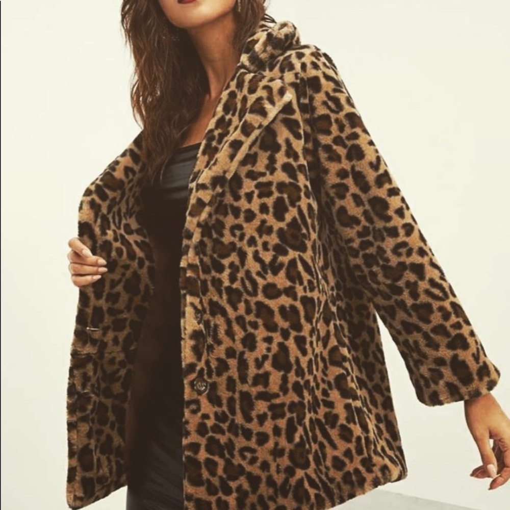 Fuzzy leopard print jacket